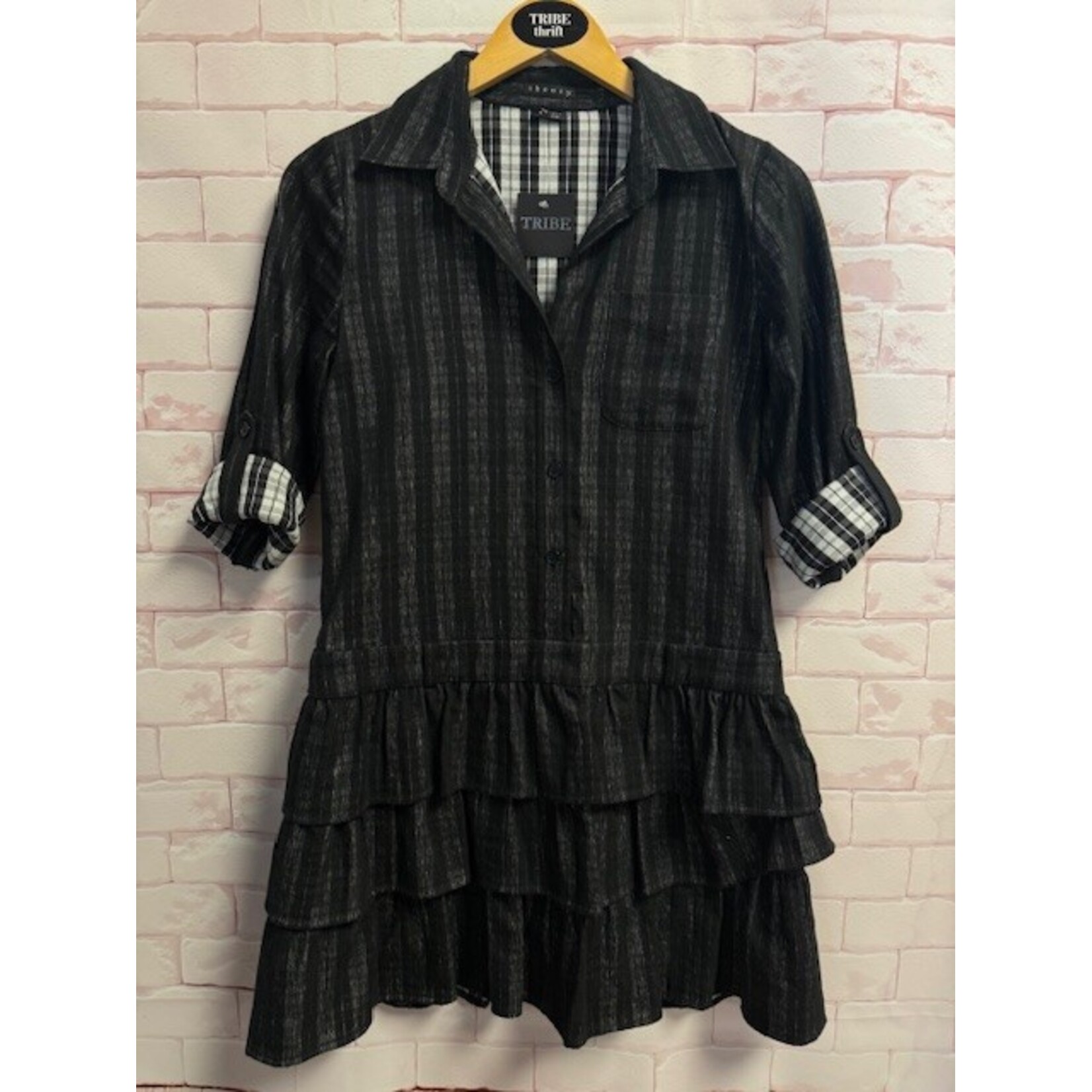 Theory, Black, White, Plaid, Dress, MSRP $395, Sz. 4