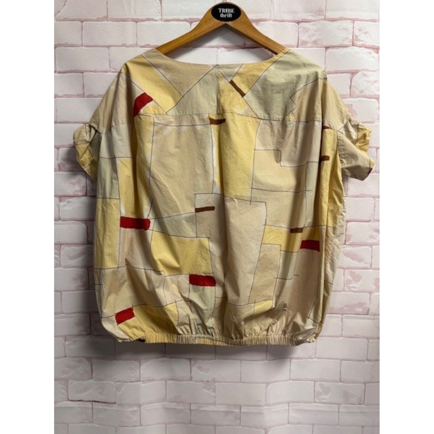 Marni, Tan, Yellow, Red, Short Sleeve, Top, MSRP $695, M