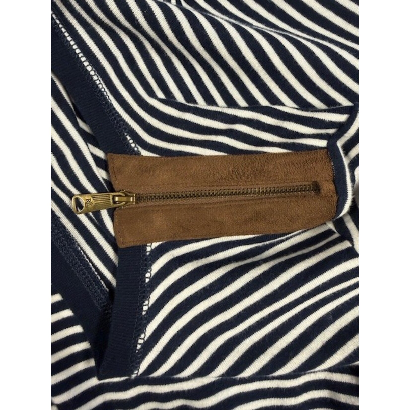 Lauren, Navy, White, Long Sleeve, Top, XL