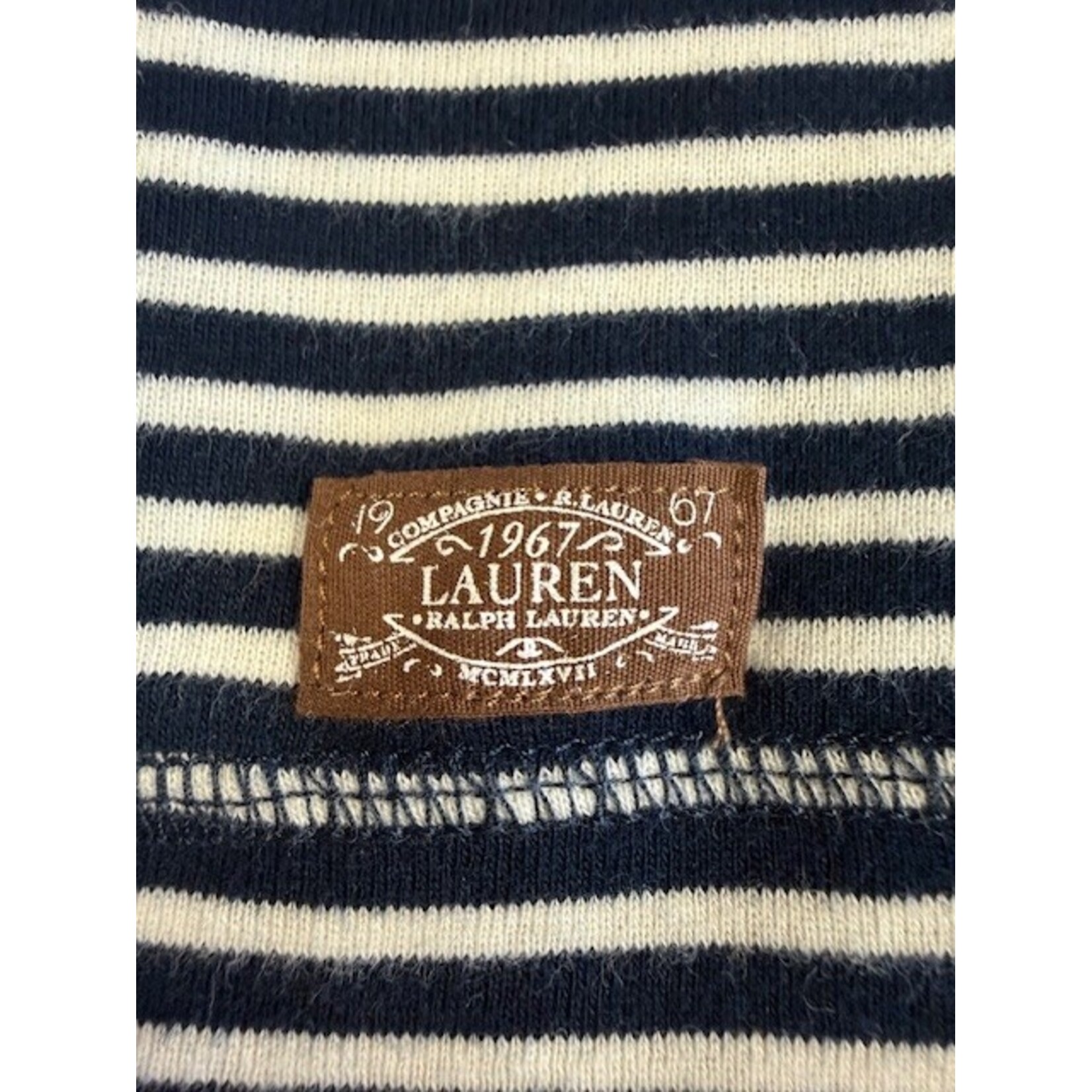 Lauren, Navy, White, Long Sleeve, Top, XL