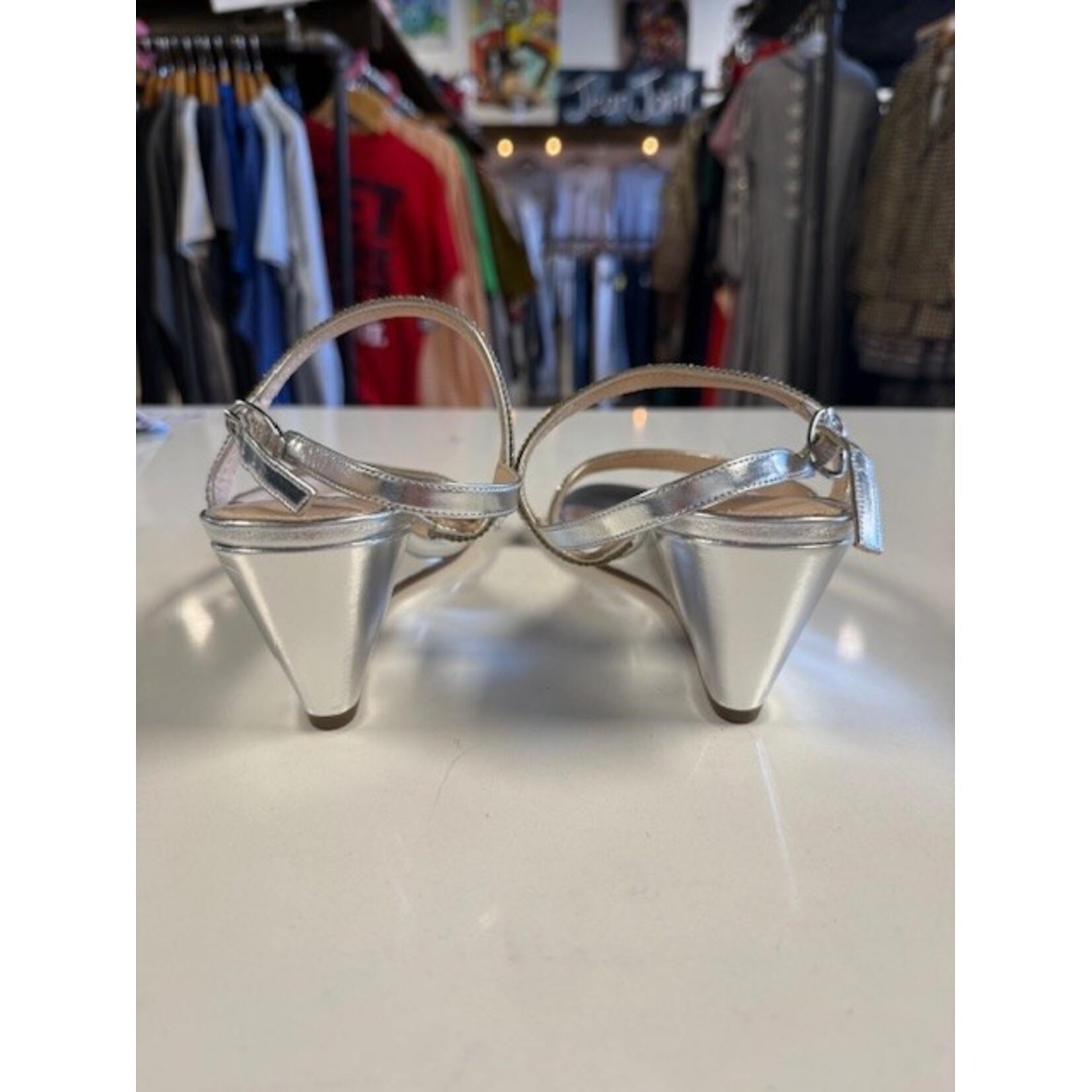 Mina, Silver, Wedged, Sandal, 8.5