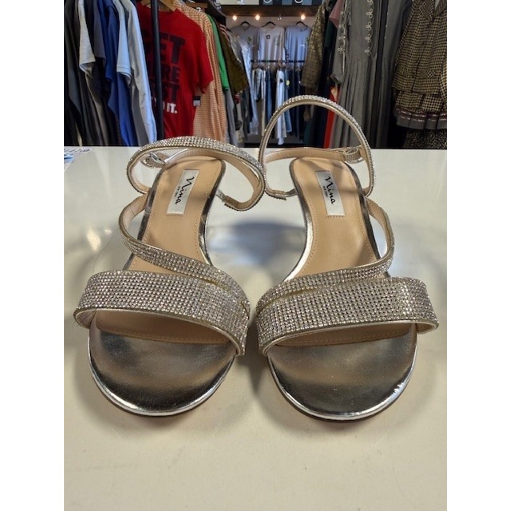 Mina, Silver, Wedged, Sandal, 8.5