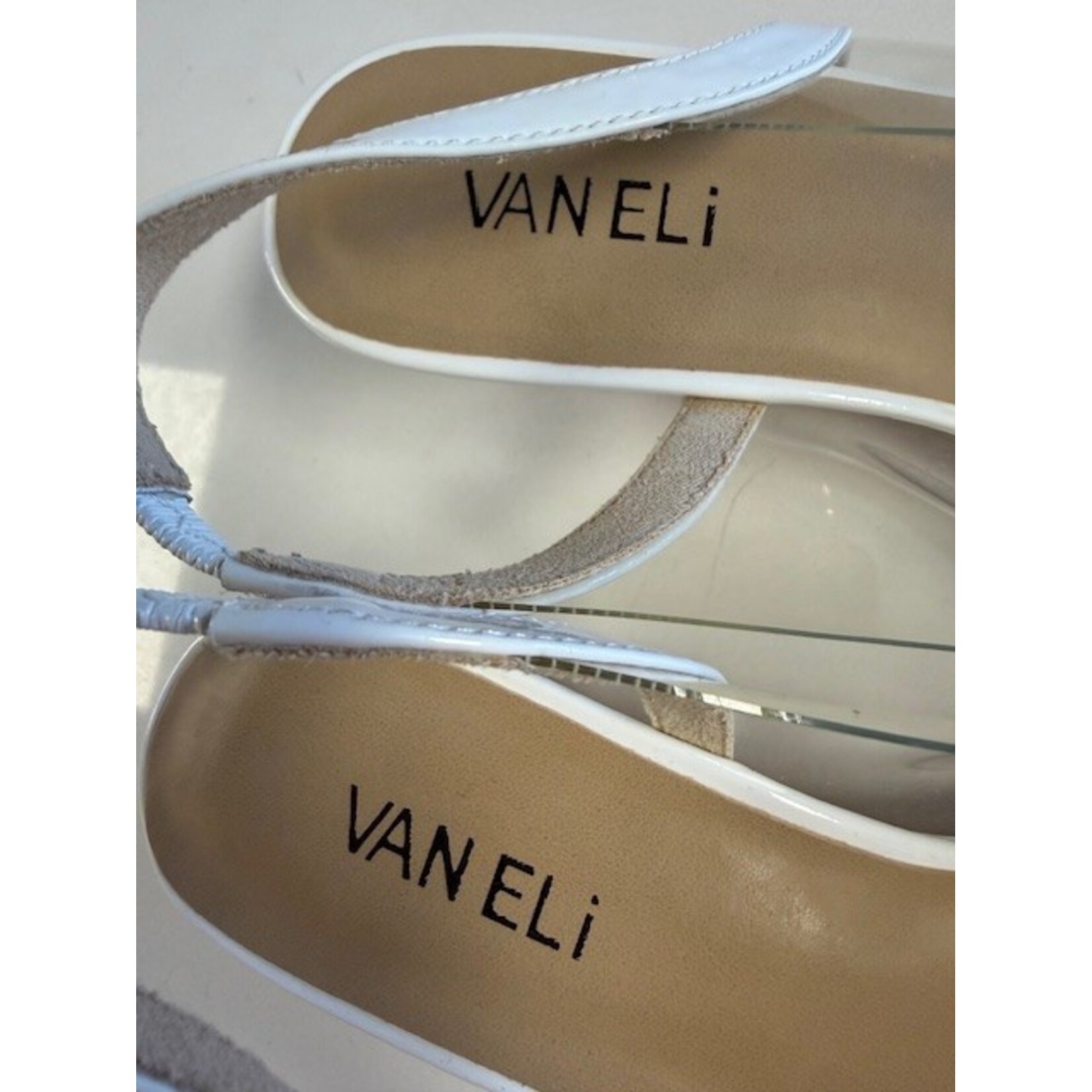 Vaneli, White, Clear, Slingbacks, MSRP $185, W 8.5