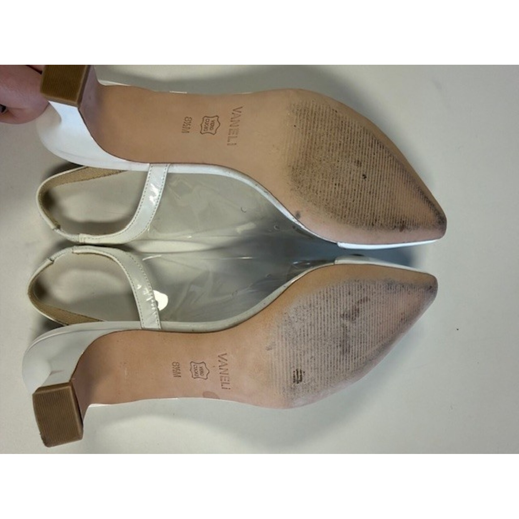 Vaneli, White, Clear, Slingbacks, MSRP $185, W 8.5