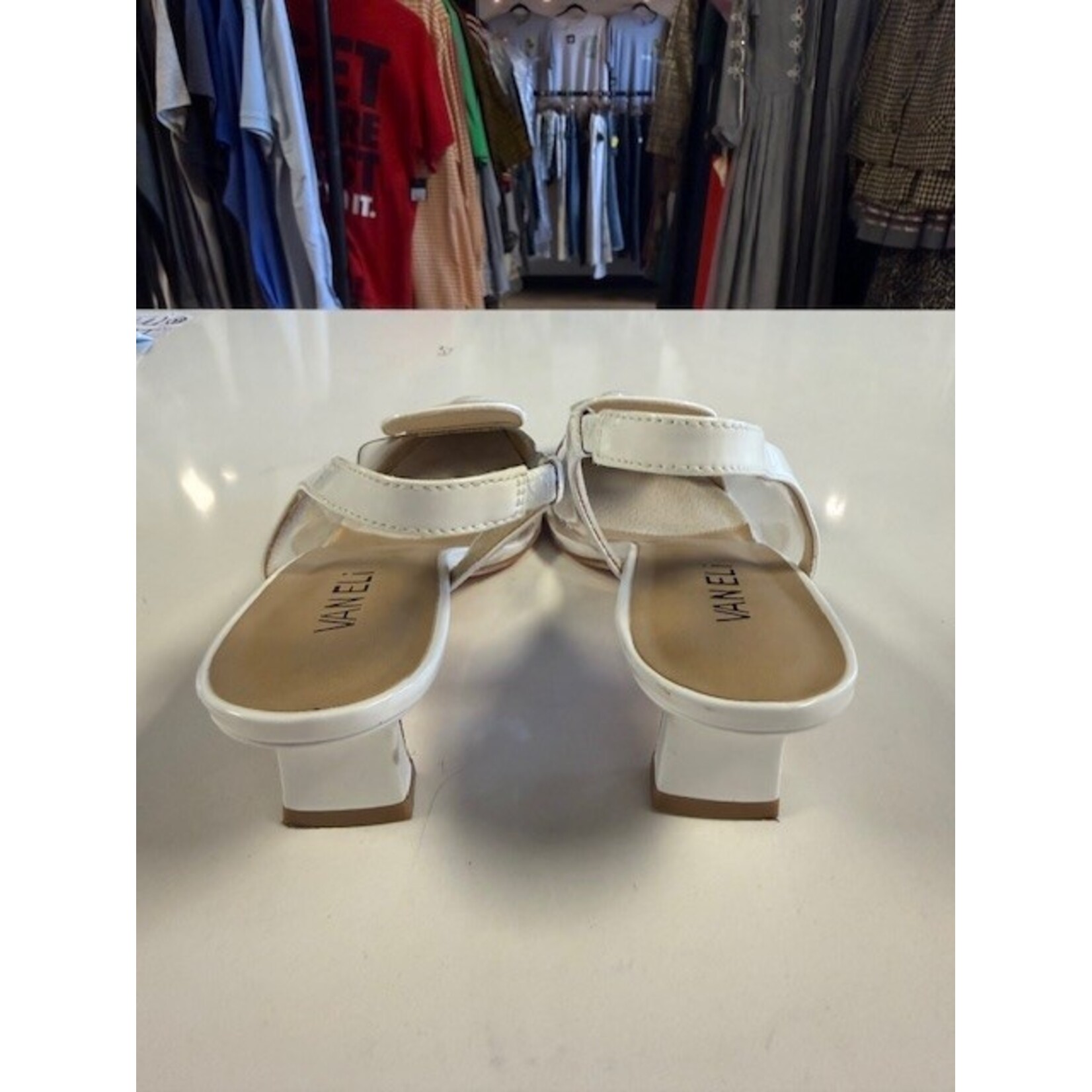 Vaneli, White, Clear, Slingbacks, MSRP $185, W 8.5