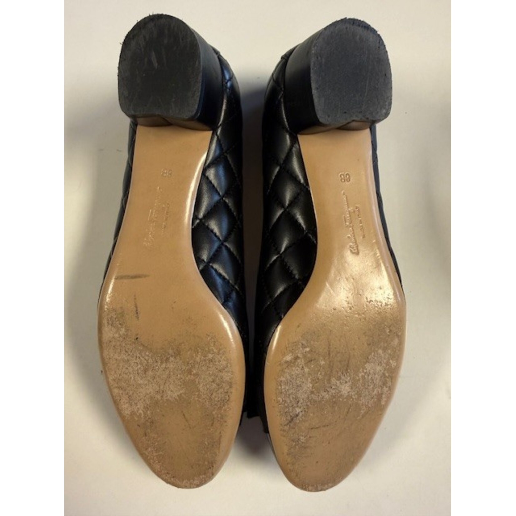 Ferragamo, Black, Quilted, Heeled, Ballerina Flats, MSRP $950, W 8