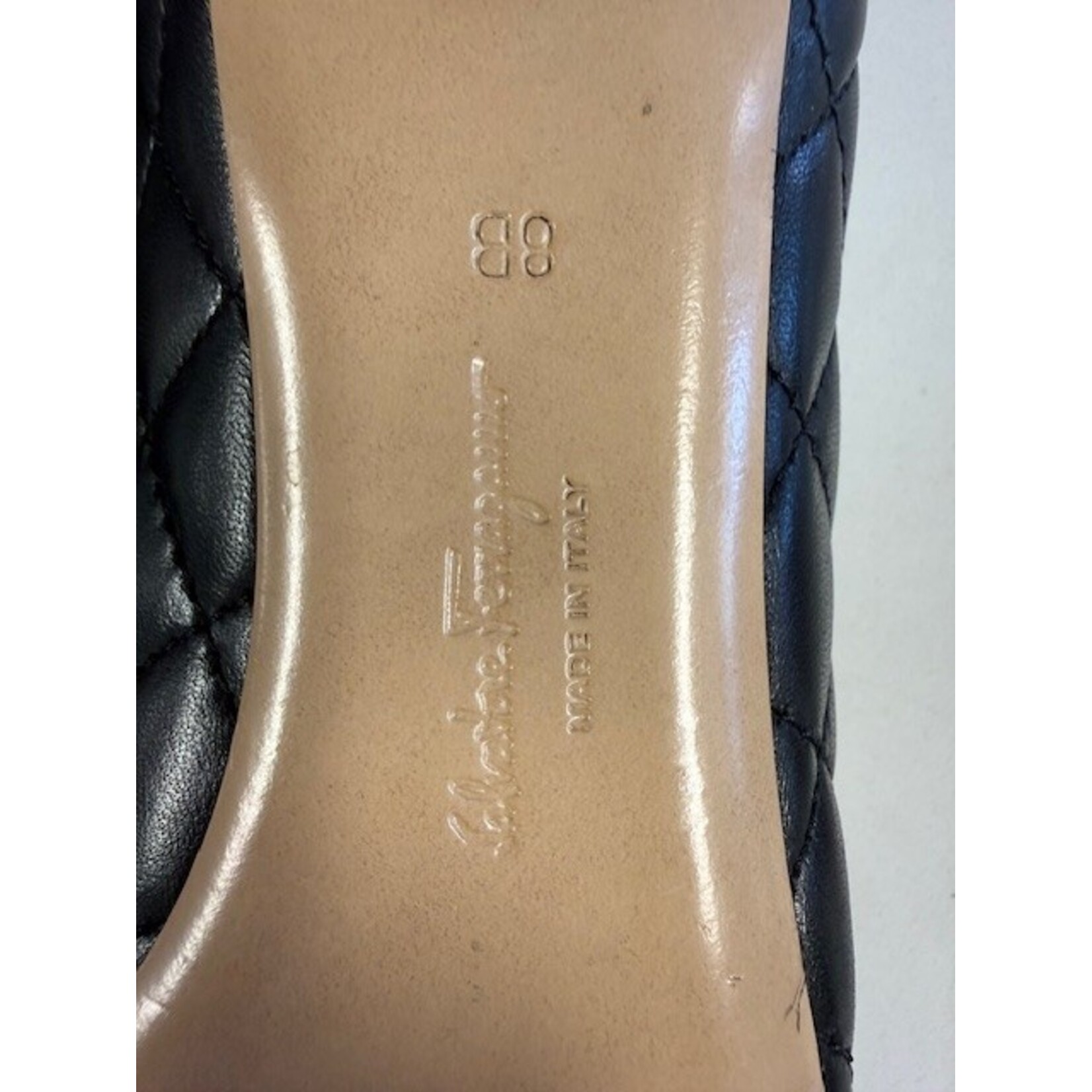 Ferragamo, Black, Quilted, Heeled, Ballerina Flats, MSRP $950, W 8