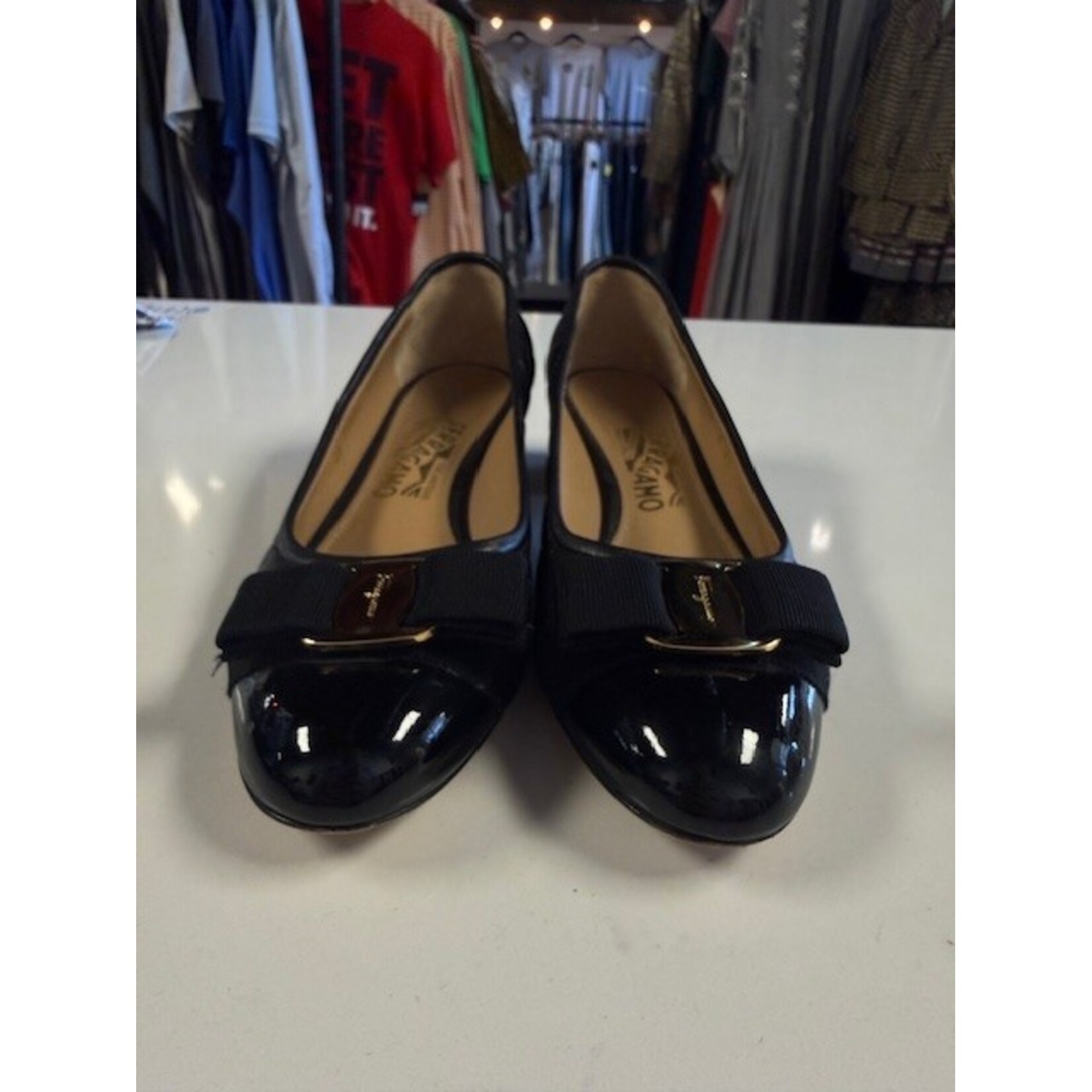 Ferragamo, Black, Quilted, Heeled, Ballerina Flats, MSRP $950, W 8