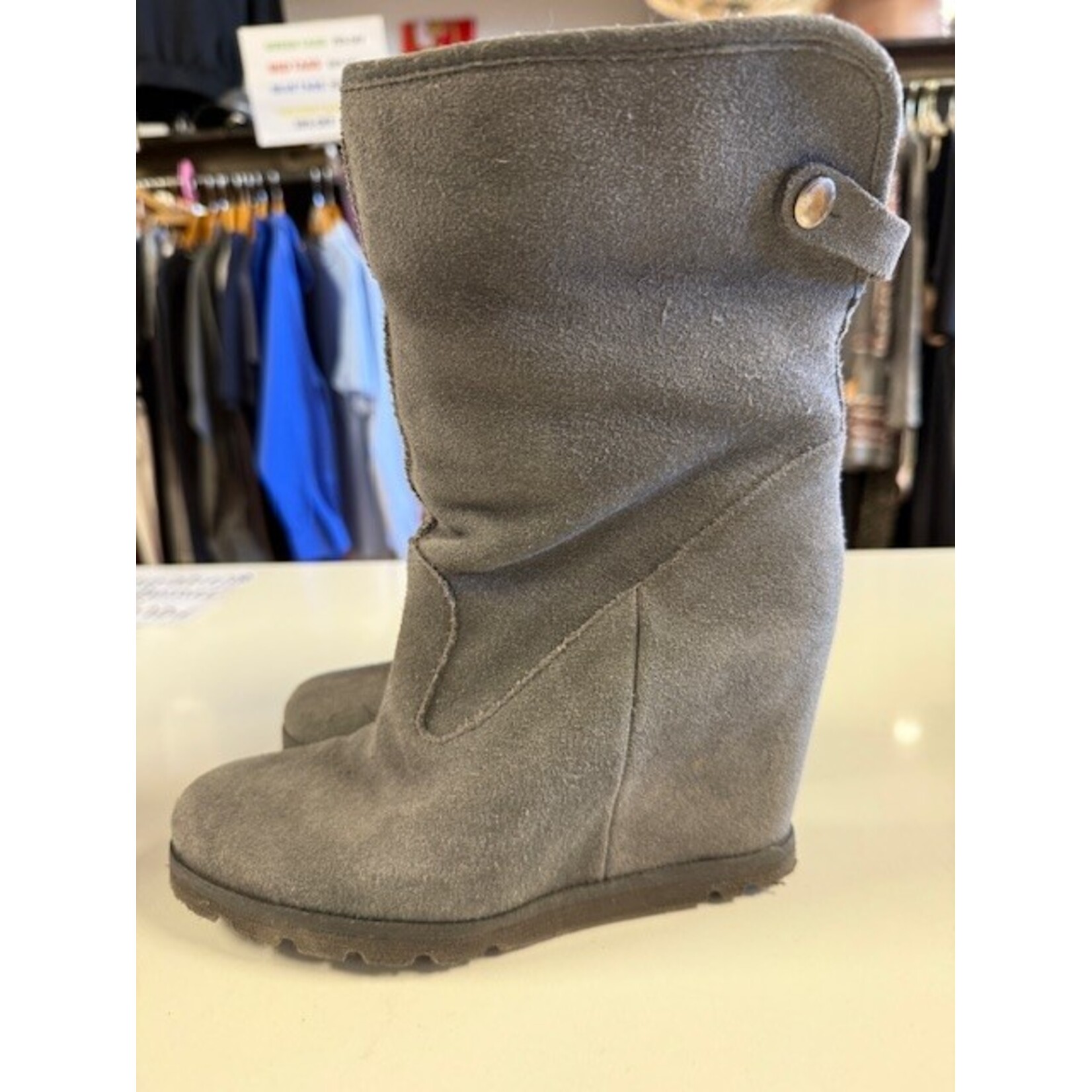 Ugg, Kyra, Grey, Suede, Wedge, Boot, 6