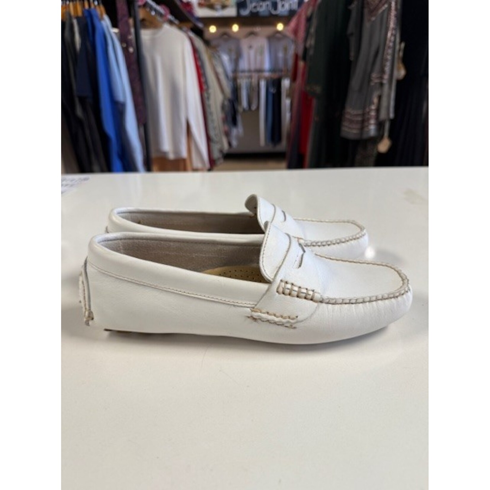 Bass Bass, White, Driving Moccasin, 7.5