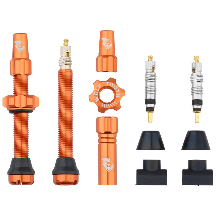 Wolf Tooth Wolf Tooth Tubeless Presta Valve Stem Kit 44mm Orange