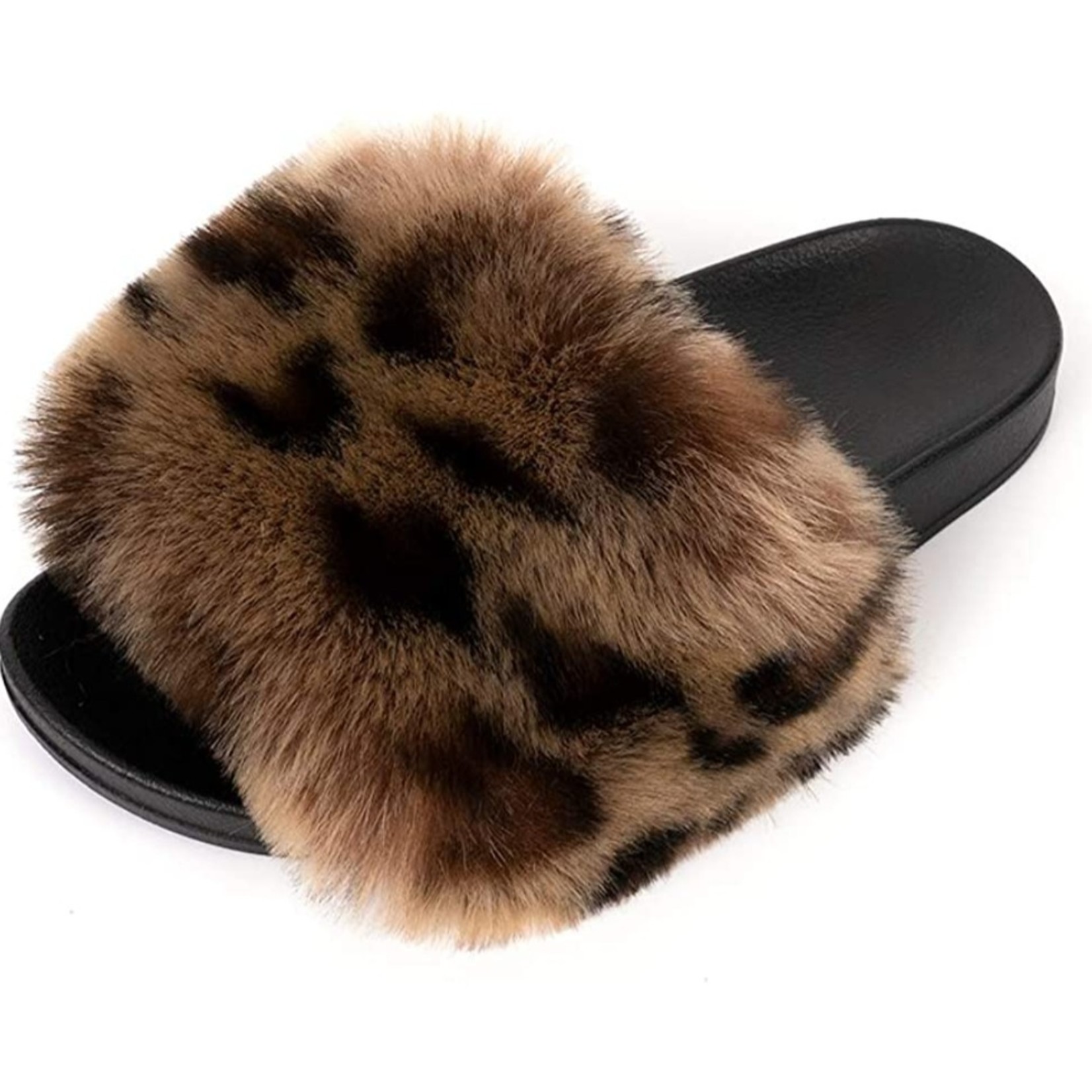 Fur Slippers Slides Leopard