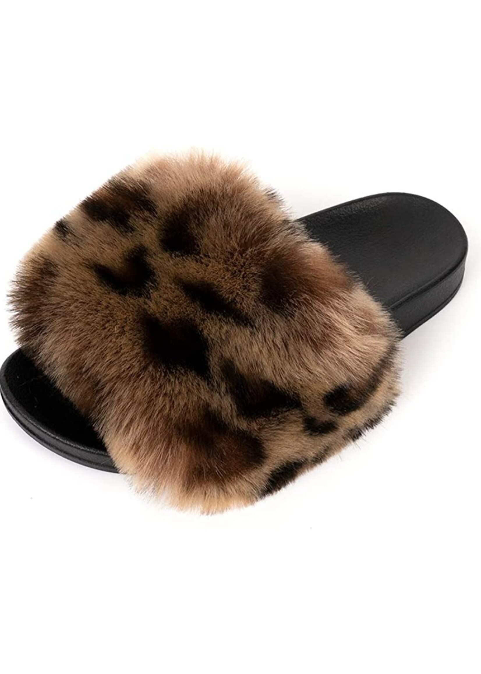 Fur Slippers Slides Leopard