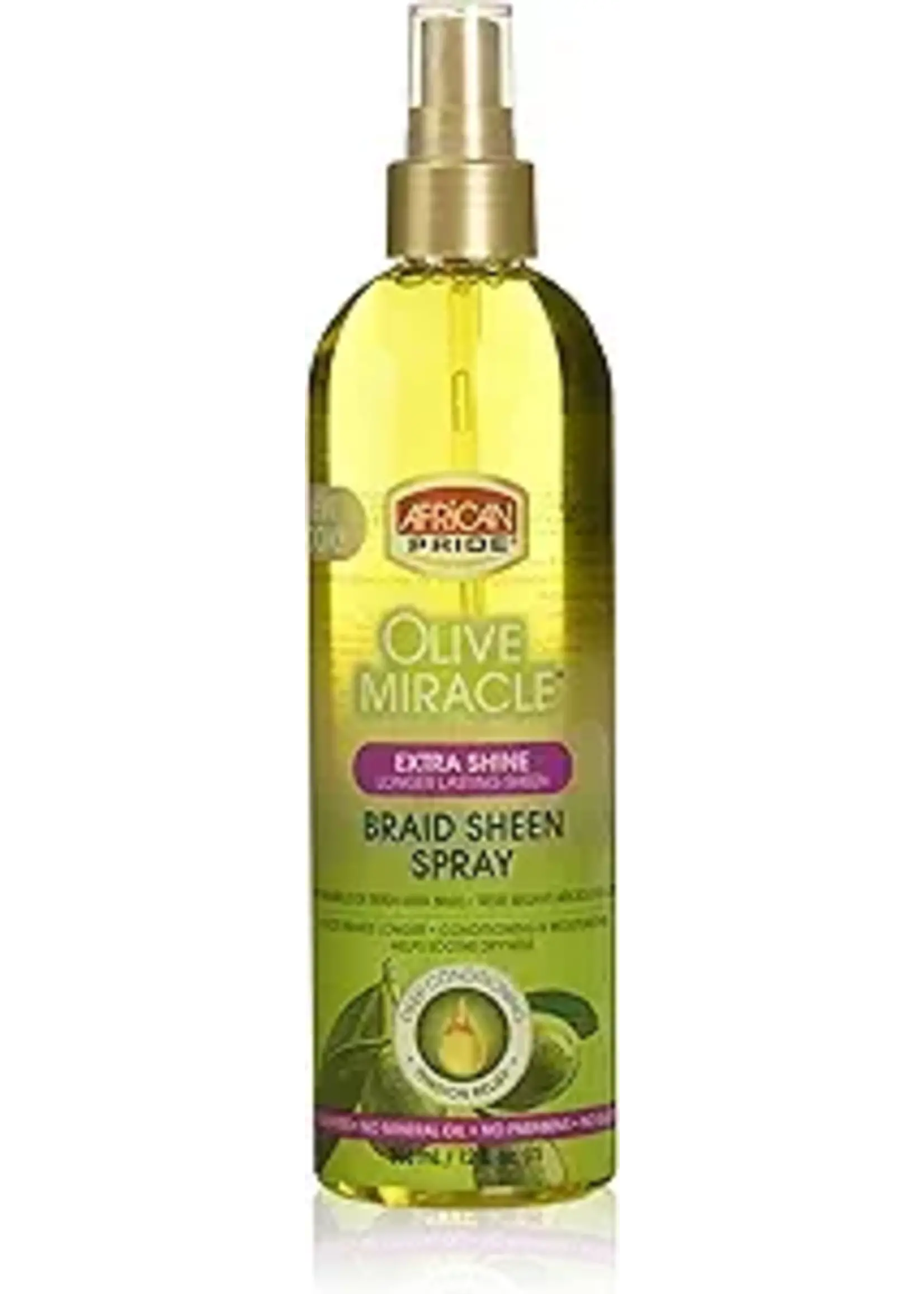 African Pride Olive Miracle Extra Shine Braid Sheen Spray 12oz