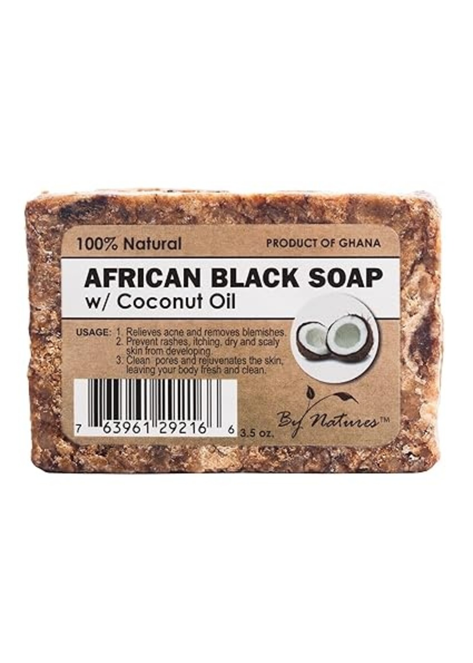By Natures African Black Soap Coconut Oil 3.5oz