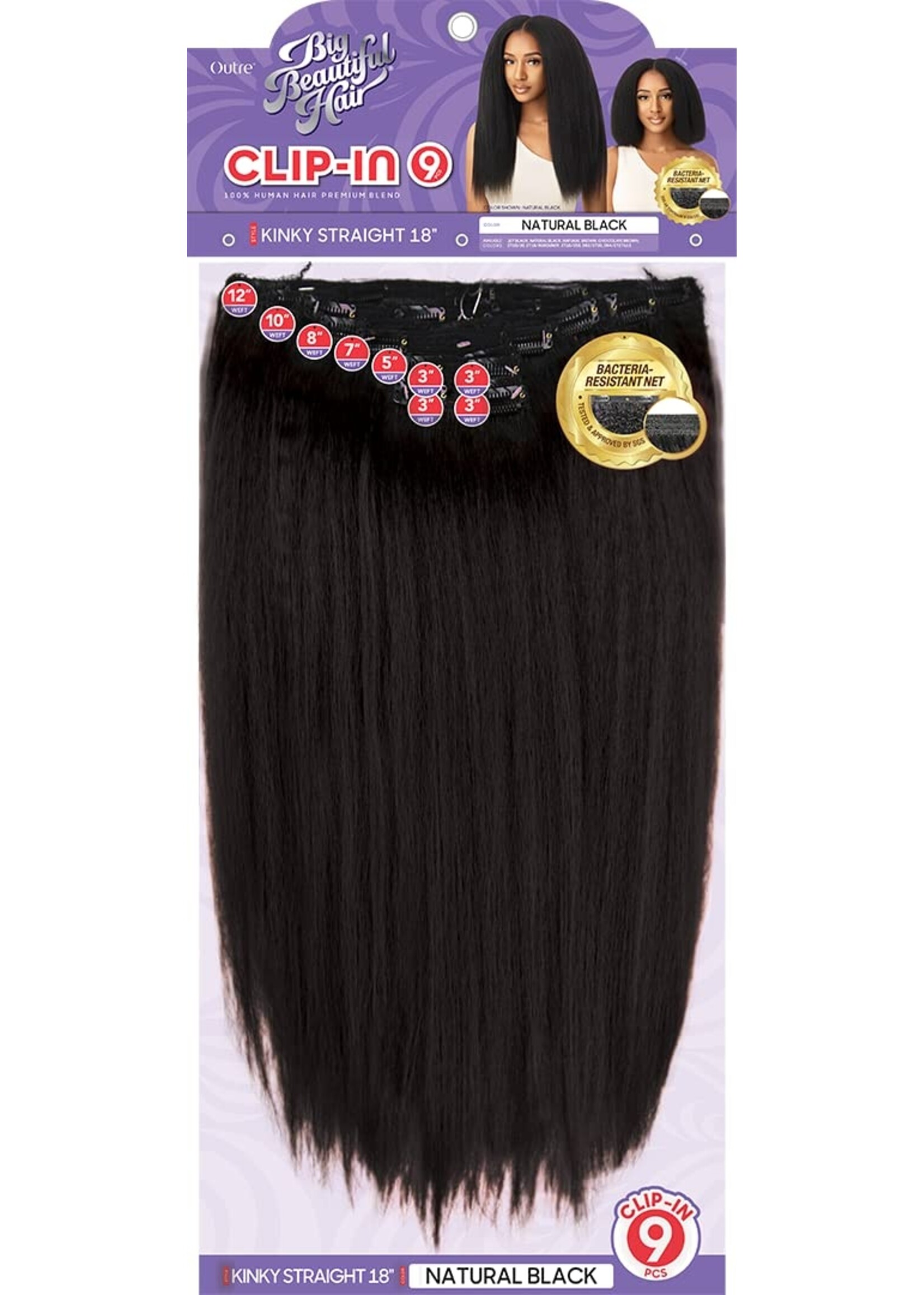 Outre Outre Big Beautiful Hair Clip-In 9pc Kinky  Straight