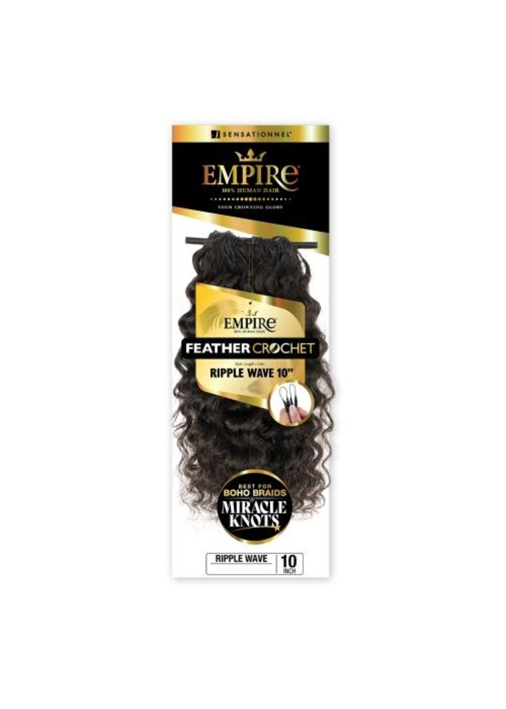 Sensationnel Empire Human Feather Crochet Ripple Wave 10"