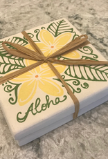 Art Joanna’s Yellow Plumeria Coasters