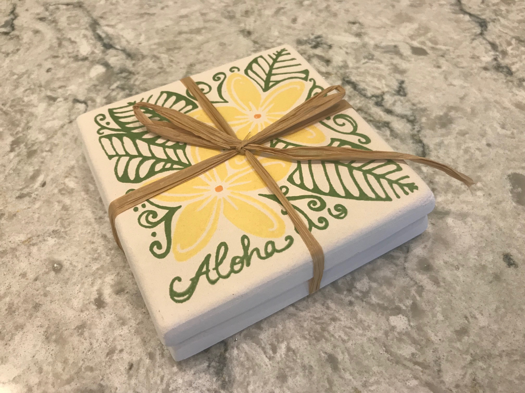 Art Joanna’s Yellow Plumeria Coasters