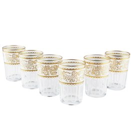 Tea Ware Essaouira Moroccan Water/Tea Glasses (White/Gold)