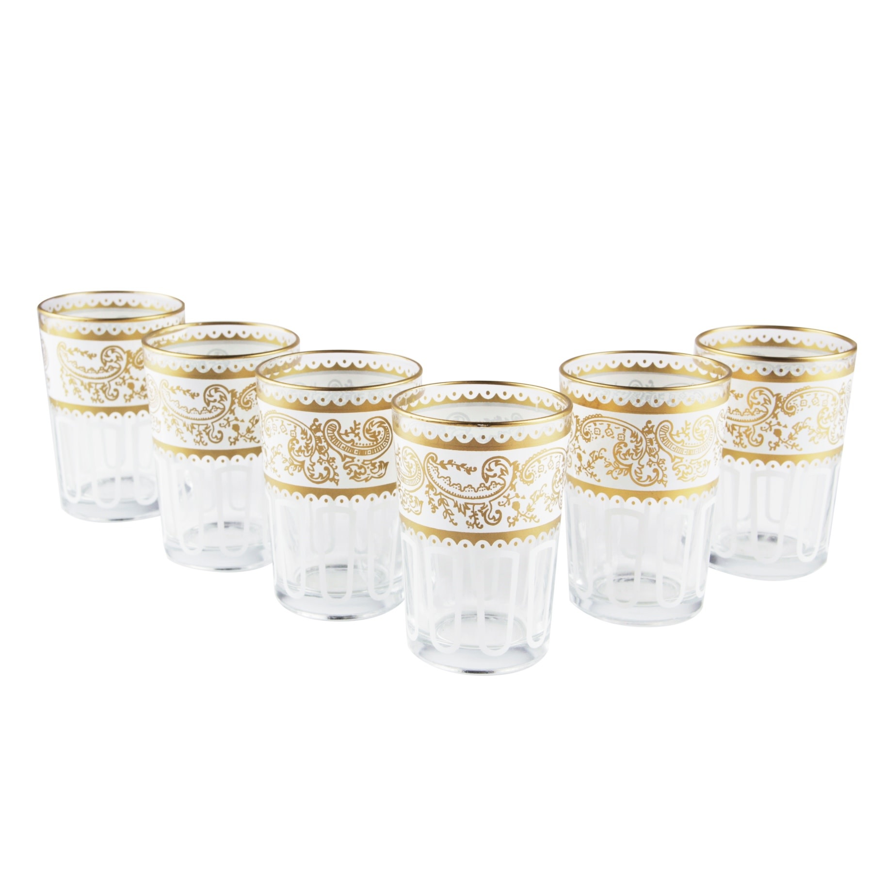 Tea Ware Essaouira Moroccan Water/Tea Glasses (White/Gold)