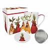 Tea Mug with Lid & Strainer and  Gift Box - Holiday Party