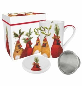 Tea Mug with Lid & Strainer and  Gift Box - Holiday Party