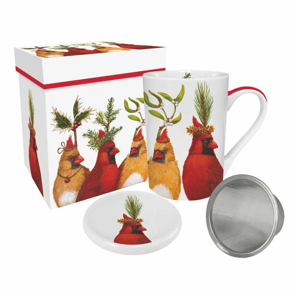 Tea Mug with Lid & Strainer and  Gift Box - Holiday Party