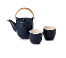 Tea-Set "Ross" porcelain, 3 pcs set, dark blue Teapot