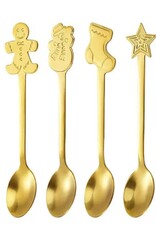 Tea Ware Set of 4 Christmas Spoons - Gold