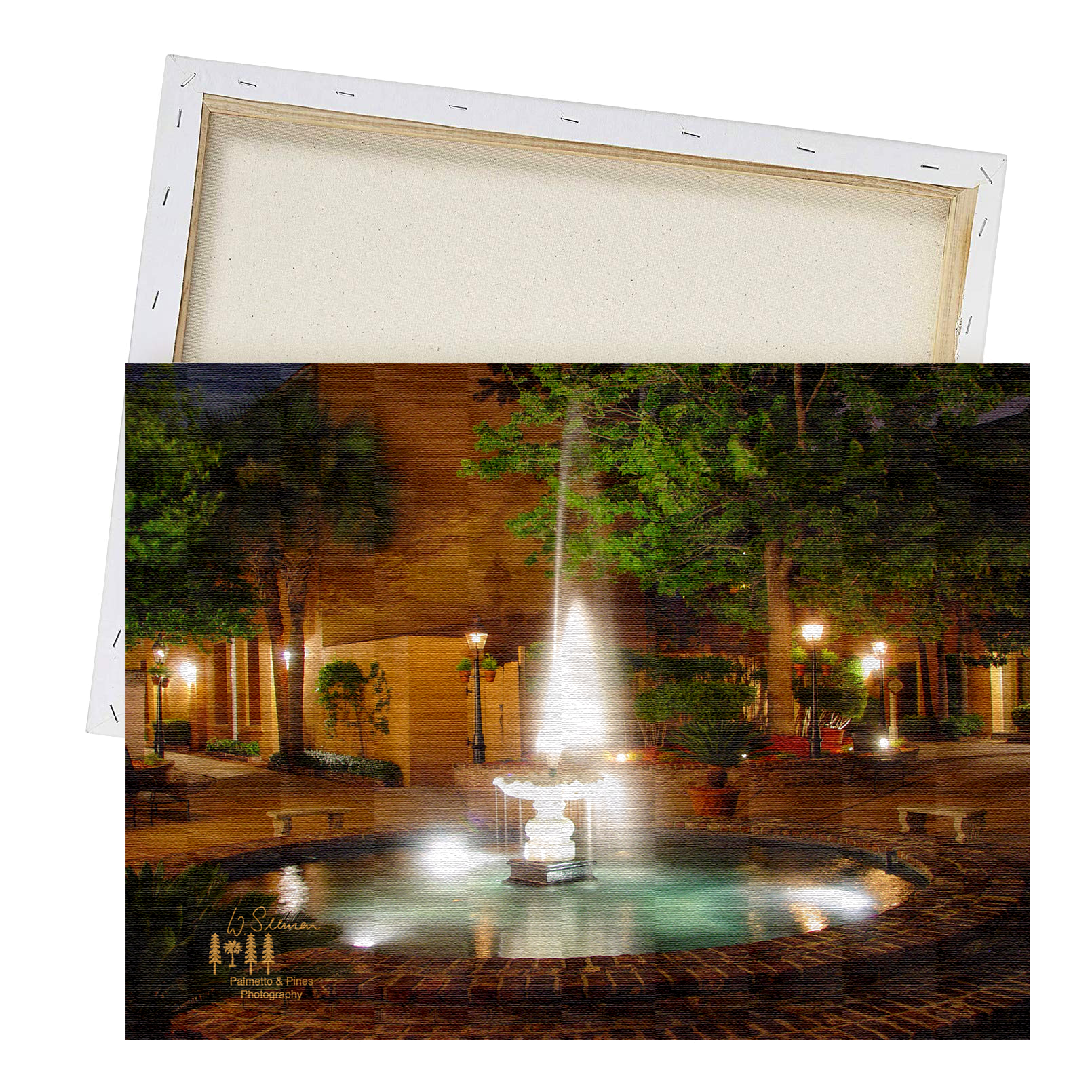 Art Fountain at Night in Charleston SC Print