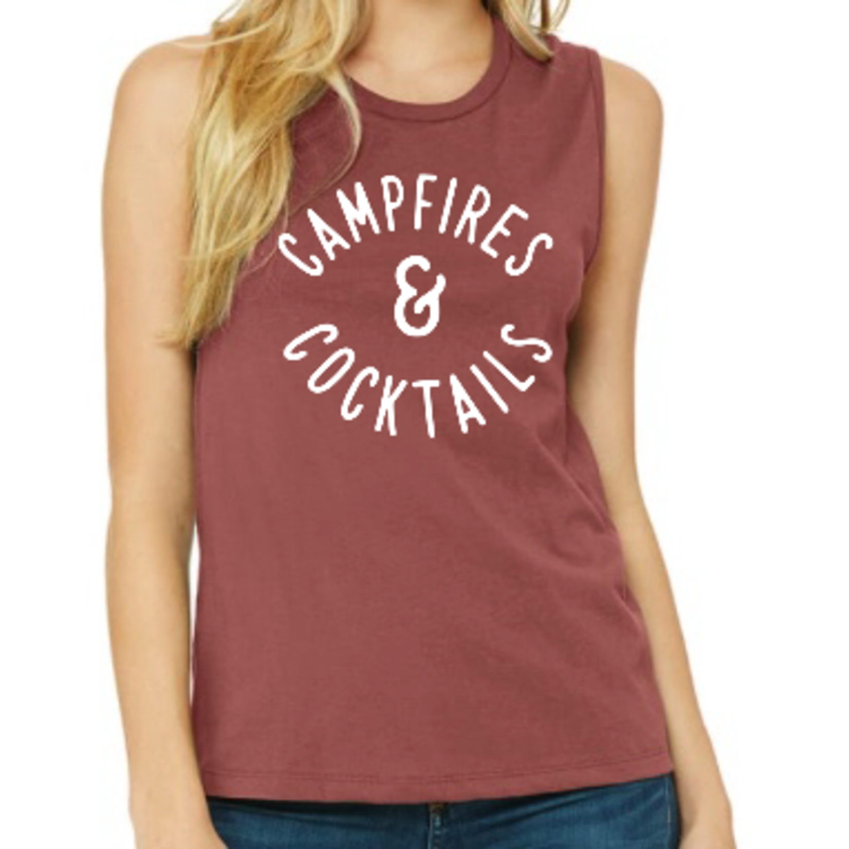 Women's muscle tank: Campfire & Cocktails