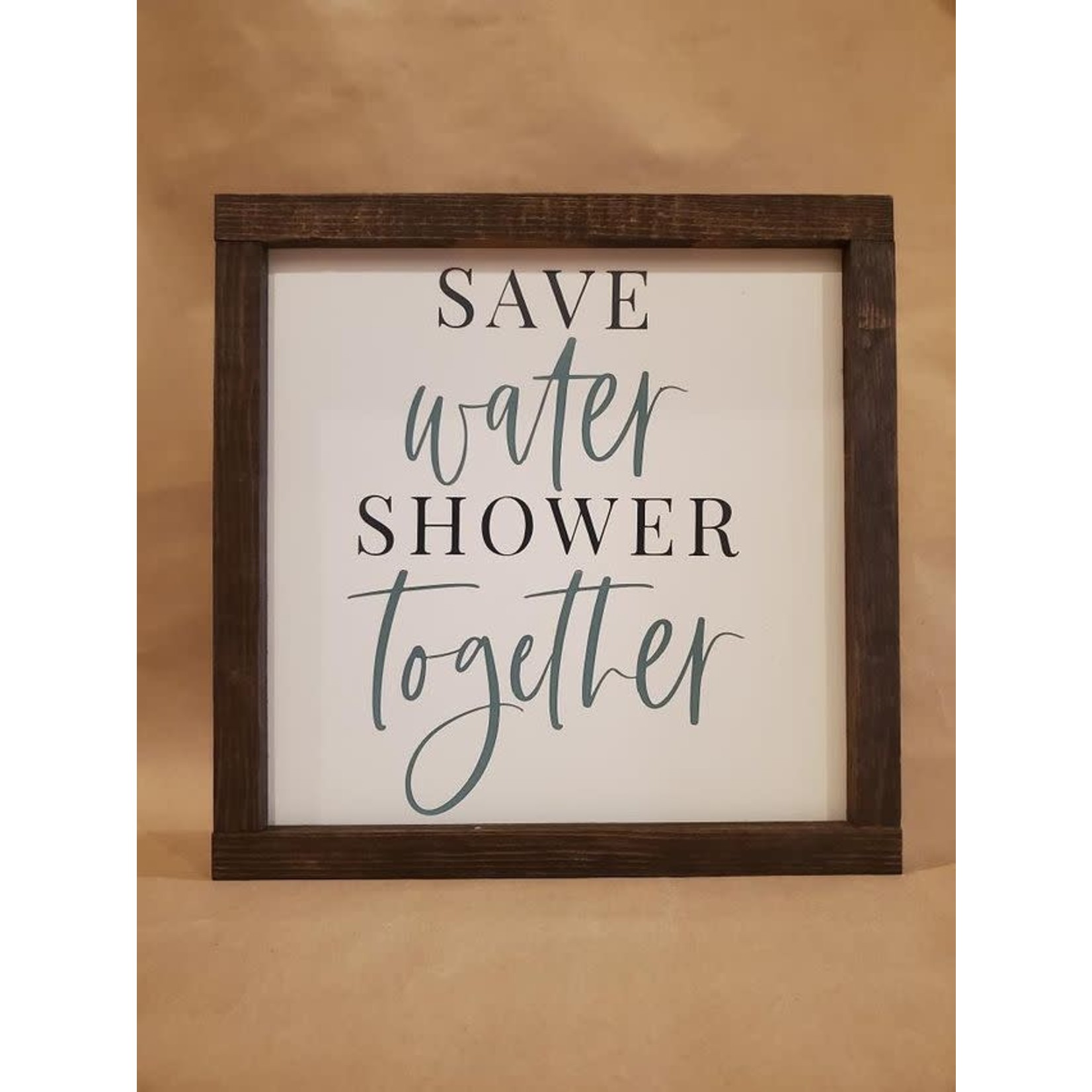 Save water shower together 10x10 framed sign