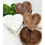 Small Wooden Heart Dough Bowl - Brown