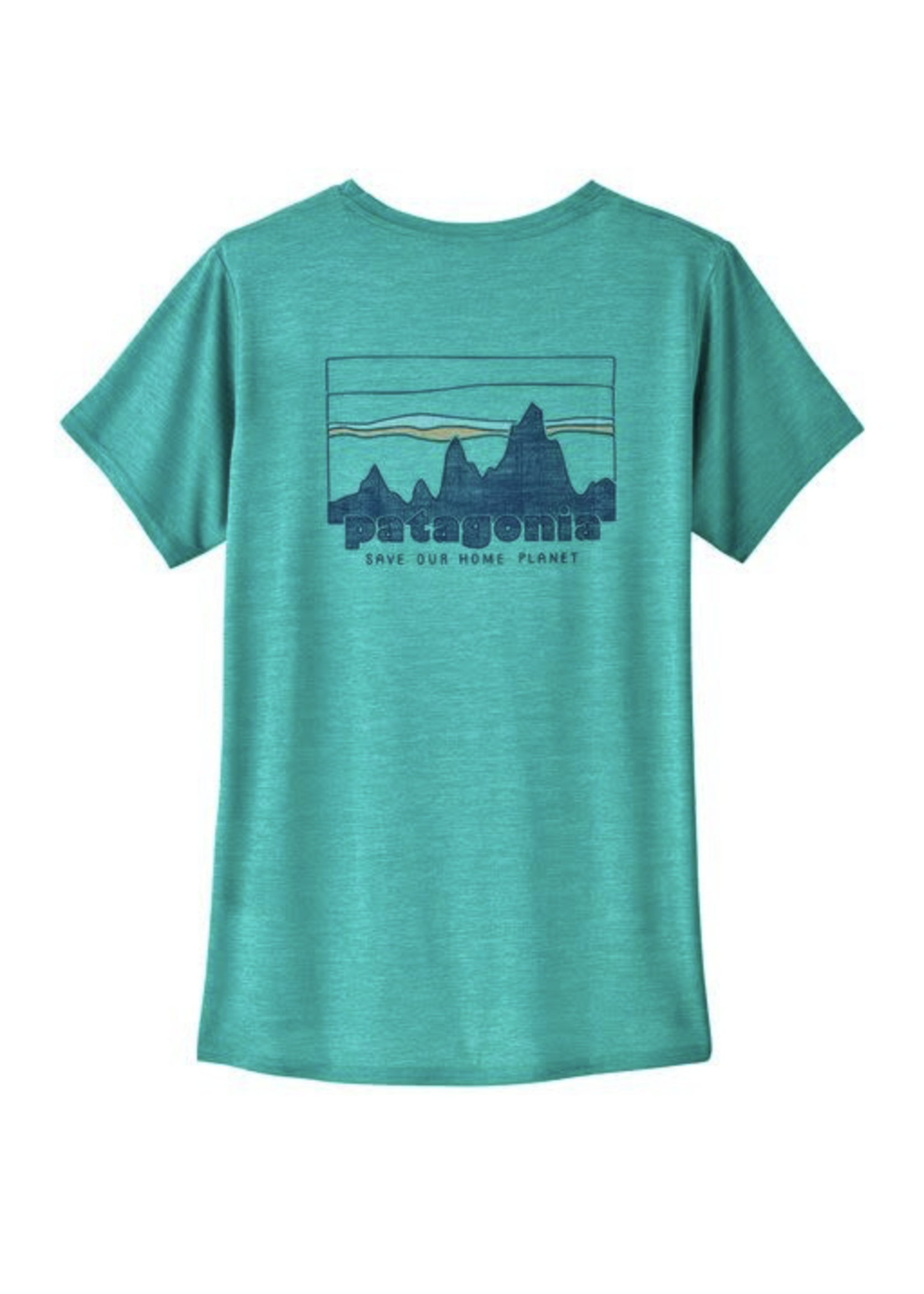 PATAGONIA Women's Cap Cool Daily Graphic Shirt '73 Skyline: Subtidal Blue X-Dye