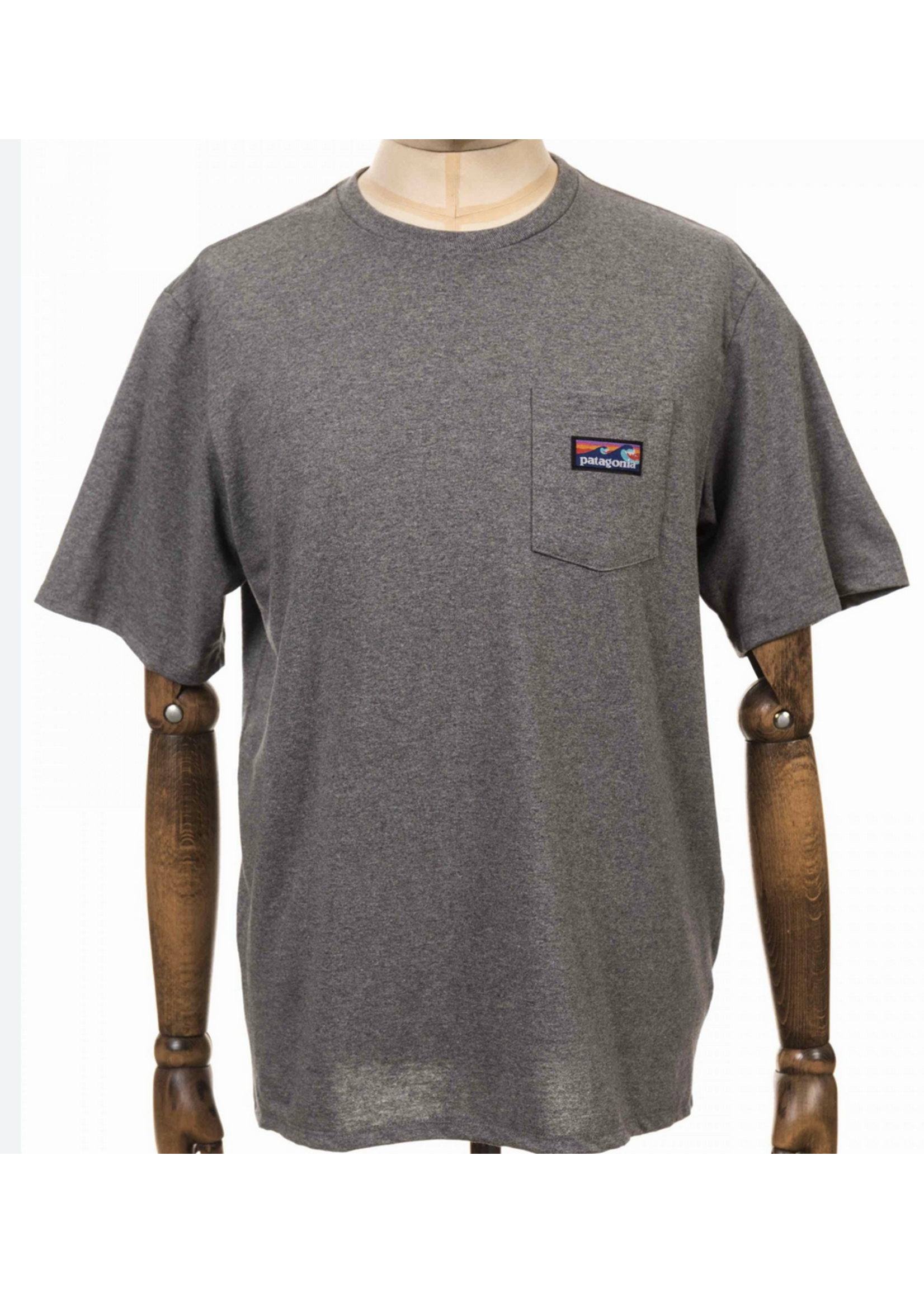 PATAGONIA T-Shirt Boardshort Label Pocket Responsbili-Tee Gravel Heather - Homme