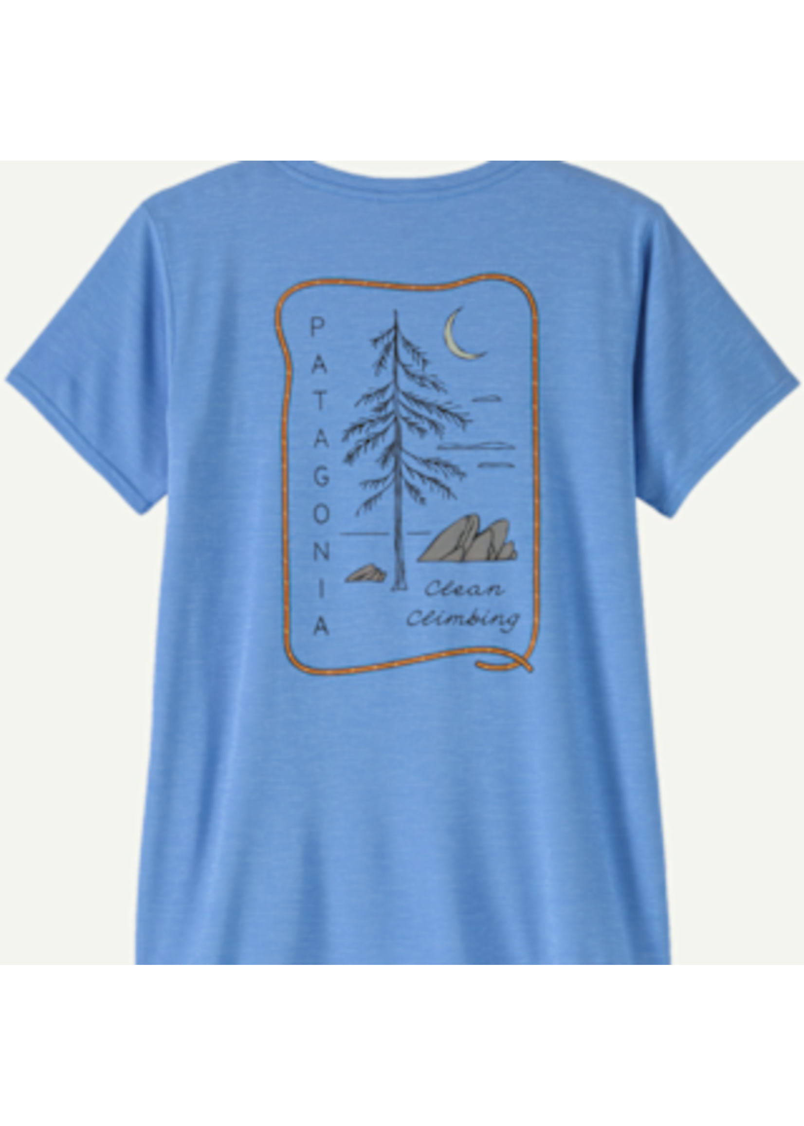 Patagonia Women's Cap Cool Daily Graphic Shirt - Lands Clean Climb Roots: Abundant Blue X-Dye L