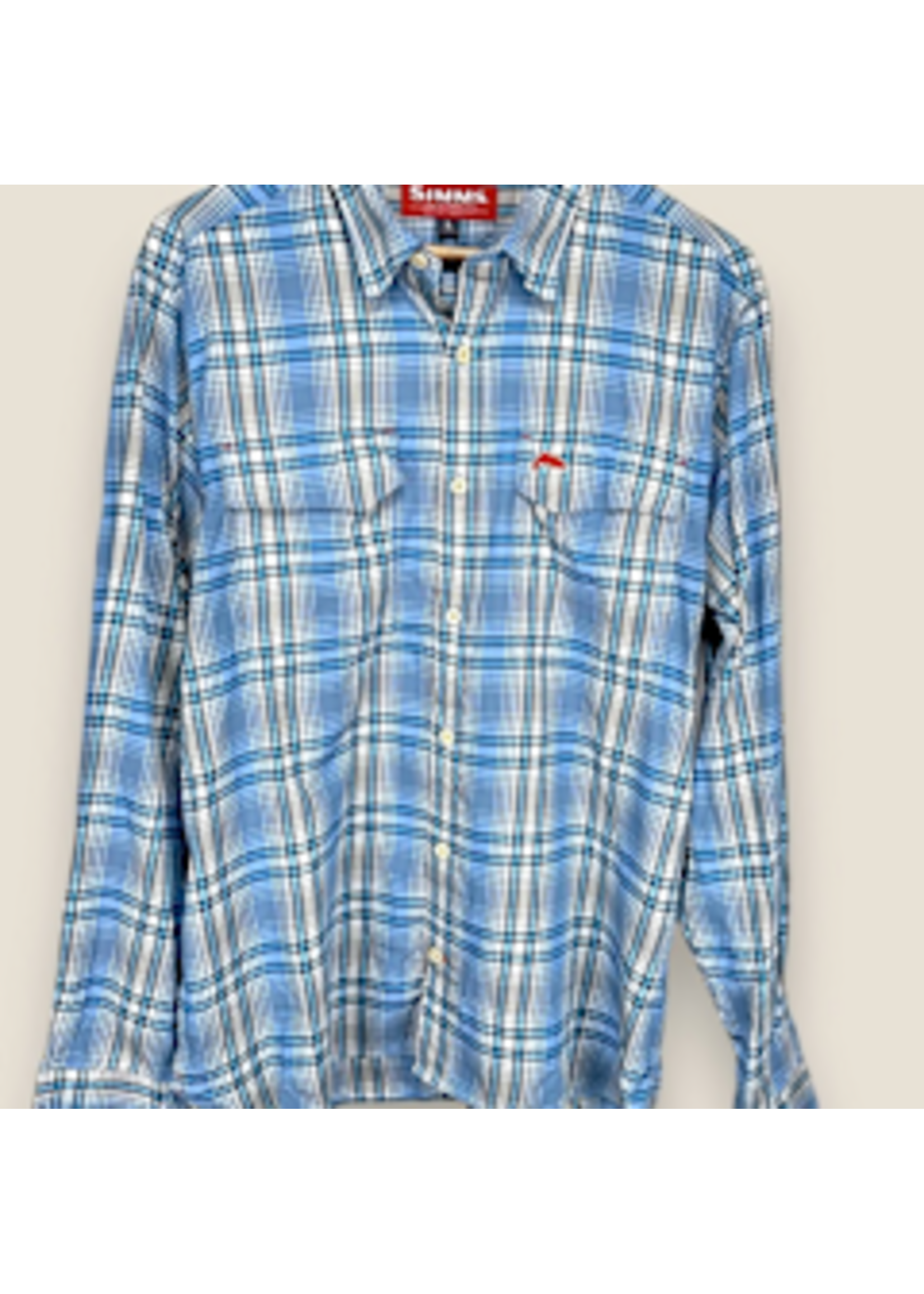 Simms Legend Long Sleeve Shirt Harbor Blue Plaid - XXLarge