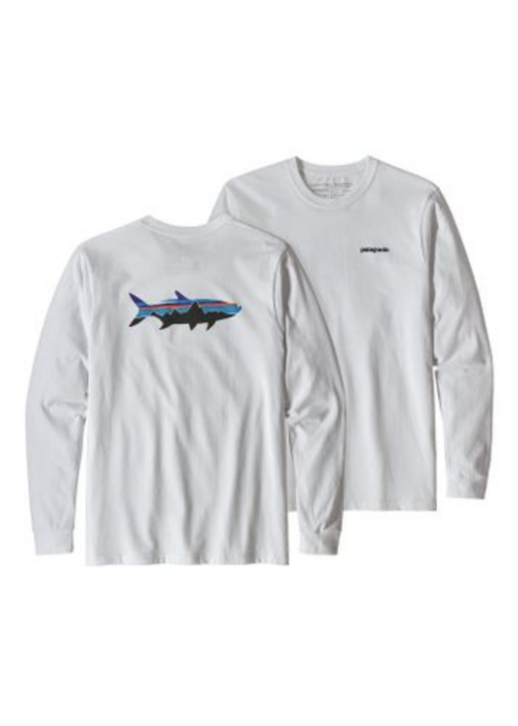 Patagonia Men's Long-Sleeved Fitz Roy Trout Responsibili-Tee L White