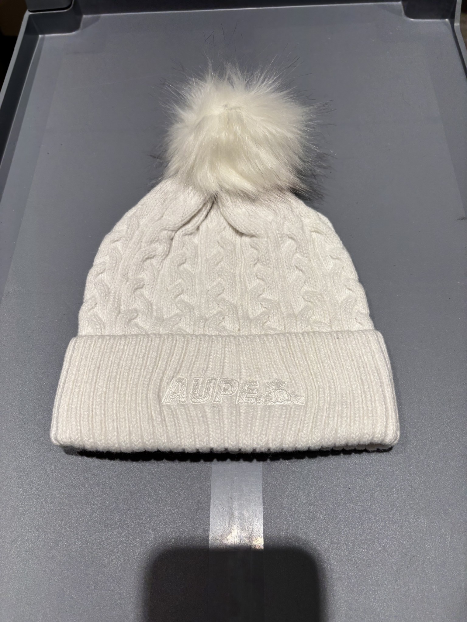 Cuff Toque with Faux Fur PomPom