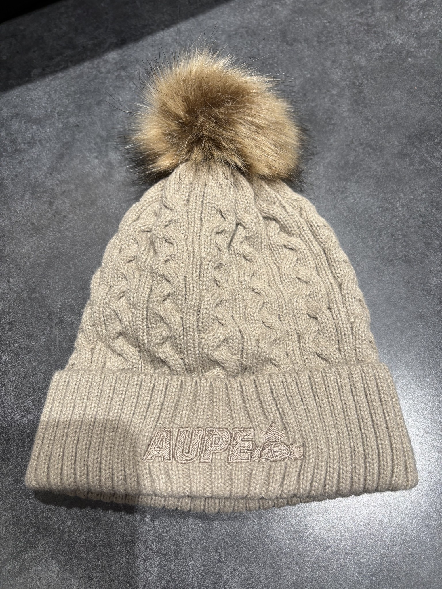 Cuff Toque with Faux Fur PomPom