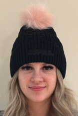 Cuff Toque with Faux Fur PomPom