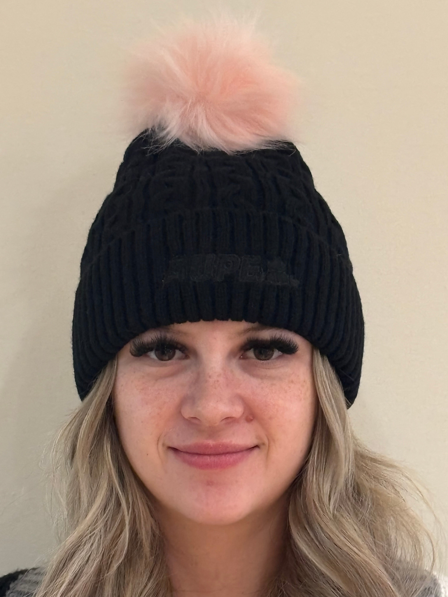 Cuff Toque with Faux Fur PomPom