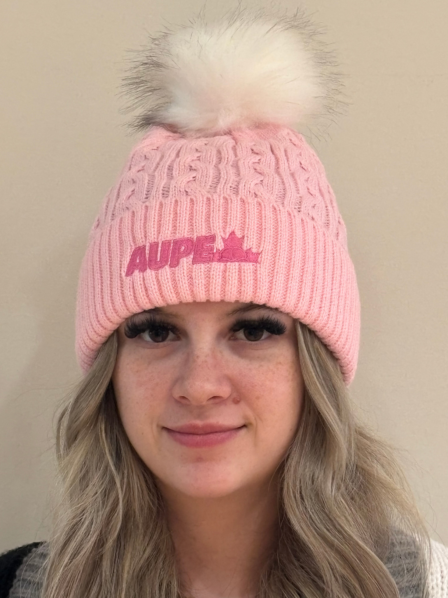 Cuff Toque with Faux Fur PomPom