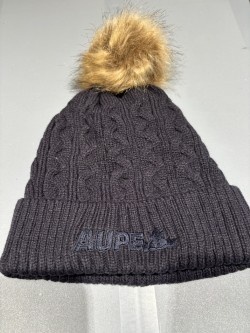 Cuff Toque with Faux Fur PomPom