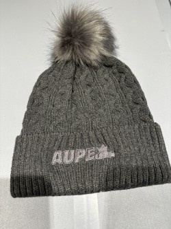 Cuff Toque with Faux Fur PomPom
