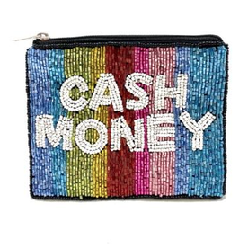 LA CHIC Artisan  Handcrafted Beaded Bag- Cash Money