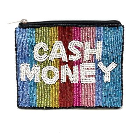 LA CHIC Artisan  Handcrafted Beaded Bag- Cash Money