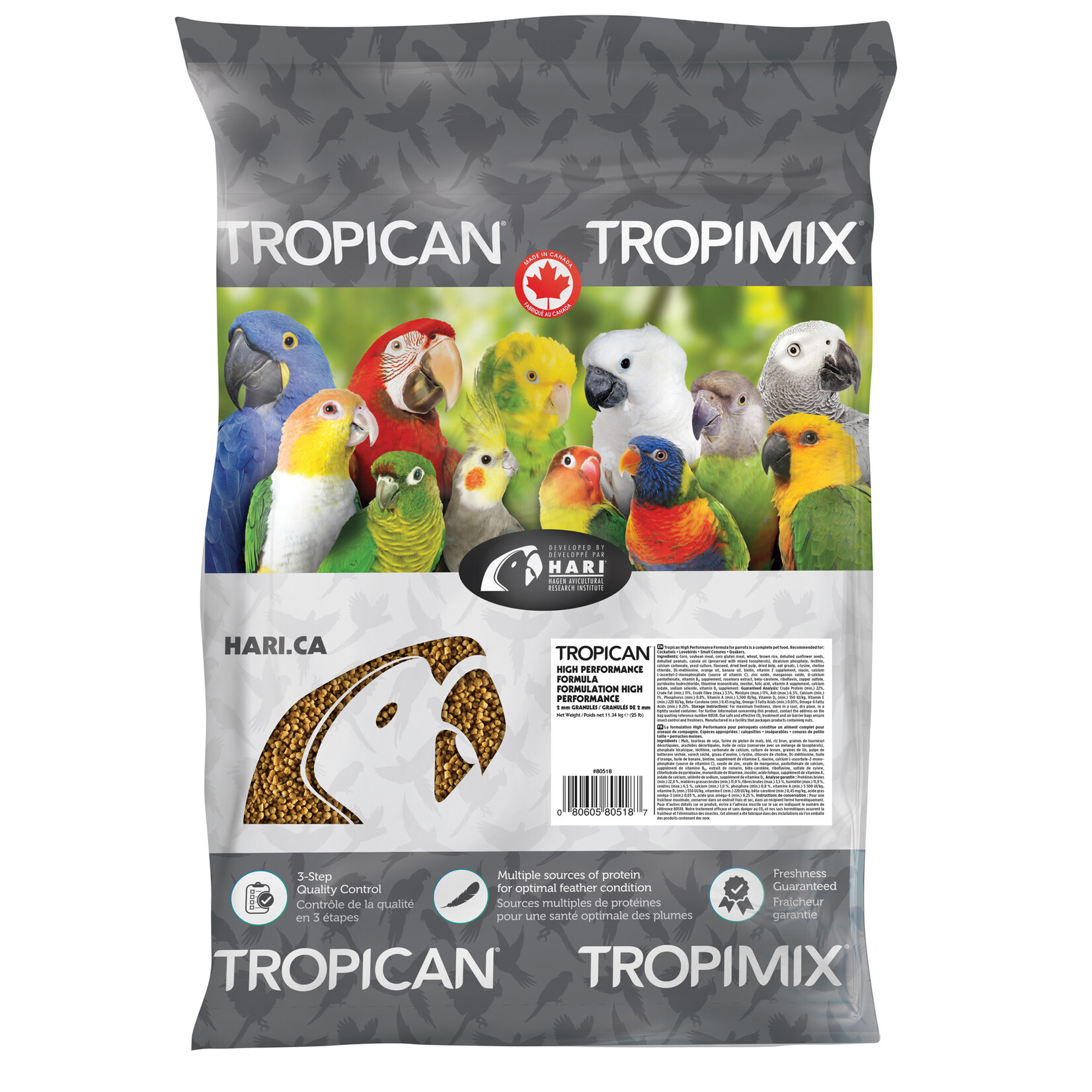 Hagen Hagen Tropican High Performance 2mm Granules for Small Parrots 80518 - 11.34 kg (25 lb)
