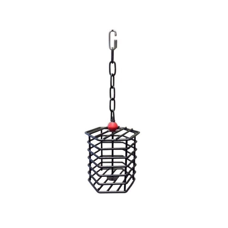 Metal Fillable Feeder & Treat Baffle Cage For Parrots